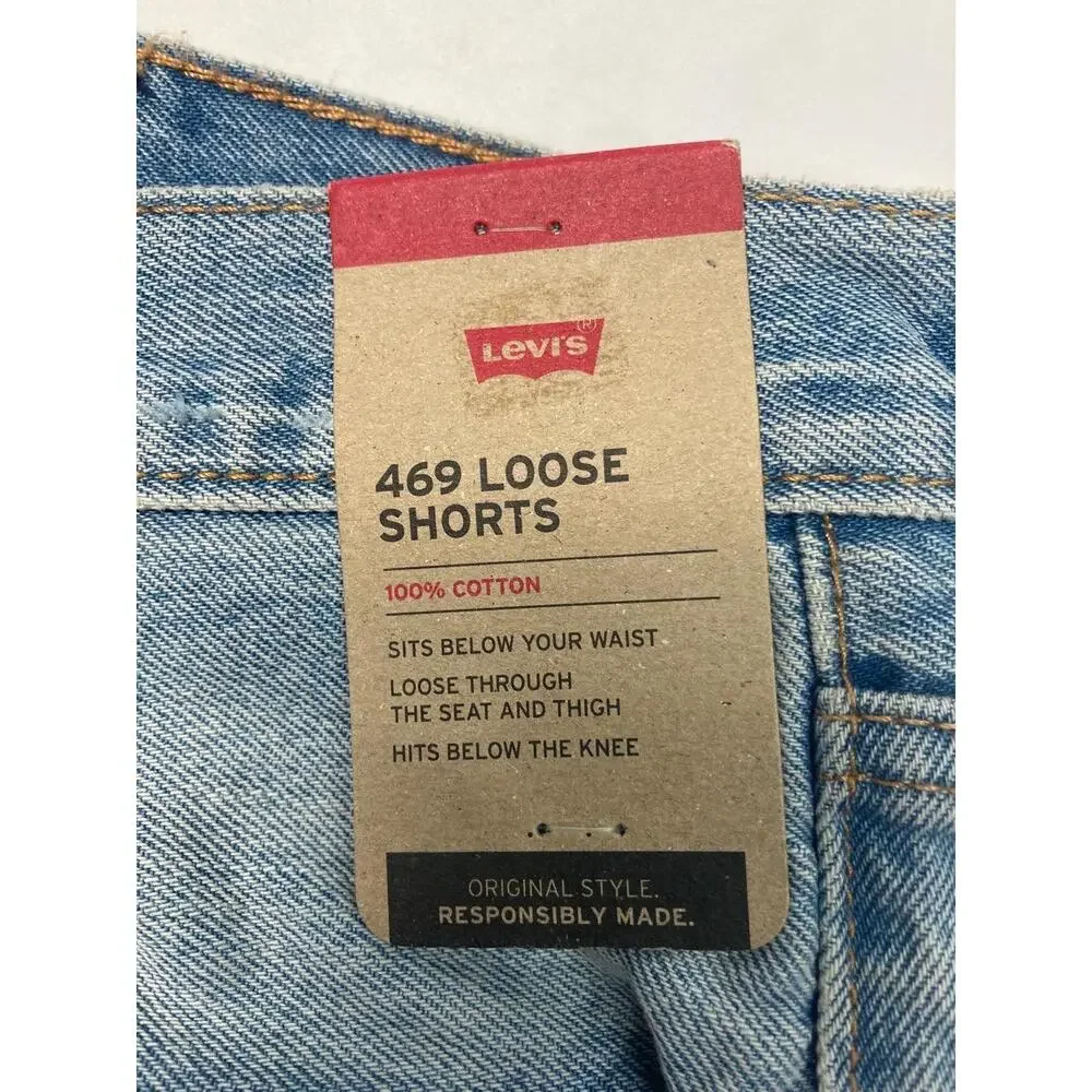 Levi’s 469‎ Denim Loose Fit Light Wash Raw Hem Shorts 42”